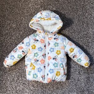 Toddler Minnie Mouse Hooded Puffer Jacket - 2T EUC